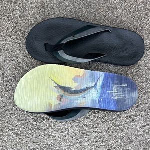 Never worn Guy Harvey flip flops
